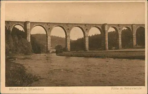 Ansichtskarte Hetzdorf-Flöha (Sachsen) Flöha m. Bahnviadukt 1926