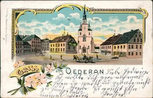 Ansichtskarte Litho AK Oederan Gruss aus... Altmarkt 1905