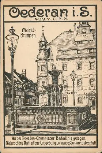 Ansichtskarte Oederan Künstlerkarte Markt Heimatfest 1920