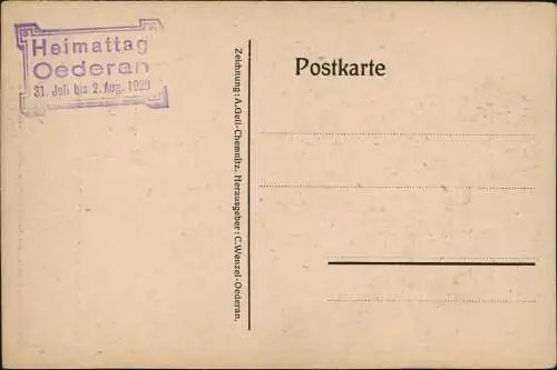 Ansichtskarte Oederan Künstlerkarte Markt Heimatfest 1920