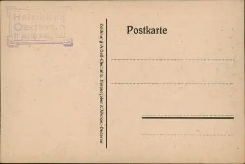 Ansichtskarte Oederan Künstlerkarte Bürgerhaus Heimatfest 1920