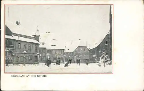 Ansichtskarte Oederan Altmarkt im Winter 1913