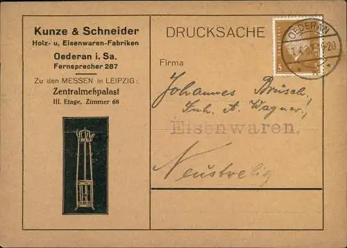 Oederan Kunze & Schneider Holz- u. Eisenwaren Werbe DRucksache 1932