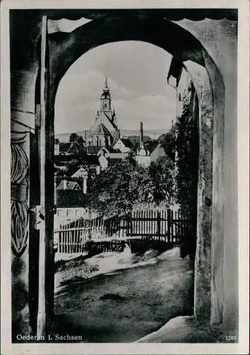 Ansichtskarte Oederan Durchblick zur Stadt 1940