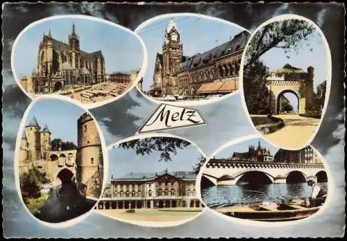 Metz Mehrbildkarte mit Sehenswürdigkeiten & Stadtteilansichten 1965