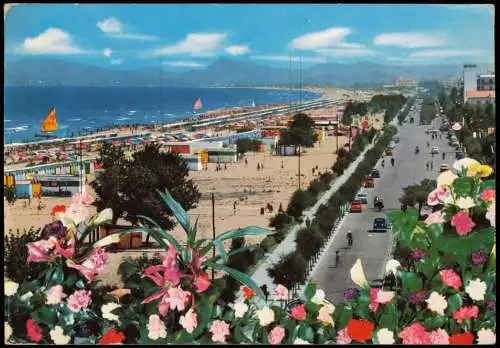 Cartoline Riccione RIVIERA ADRIATICA Strand Sea Promenade and Beach 1964