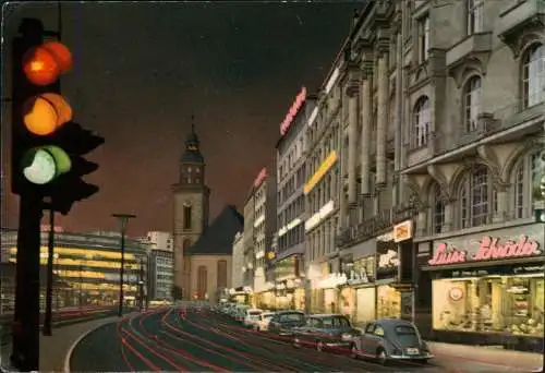 Frankfurt am Main Katharinenkirche Straße VW Käfer bei Nacht 1960