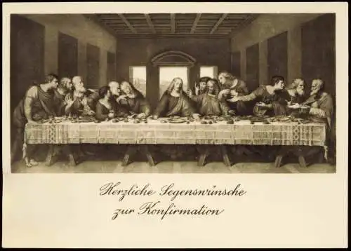 Ansichtskarte  Glückwunsch - Konfirmation -Das letzte Abendmahl 1954