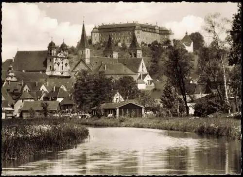 Ansichtskarte Ellwangen (Jagst) Ortsansicht, Blick zum Schloß 1960