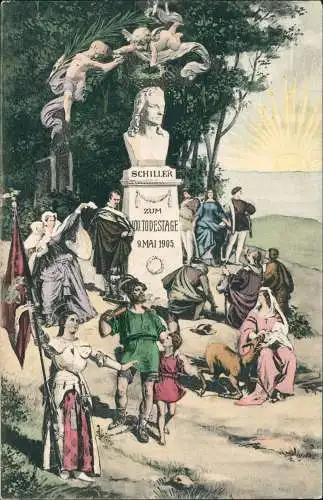 Ansichtskarte  100. Todestag Engel Figuren Büste 1905