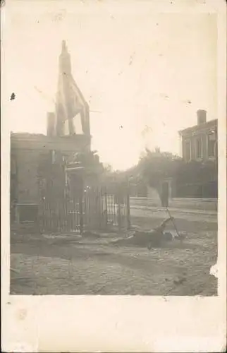 zerstörtes Denkmal WK1 1917 Stempel Deutsche Feldpost Bayr Fernsprechabteilung