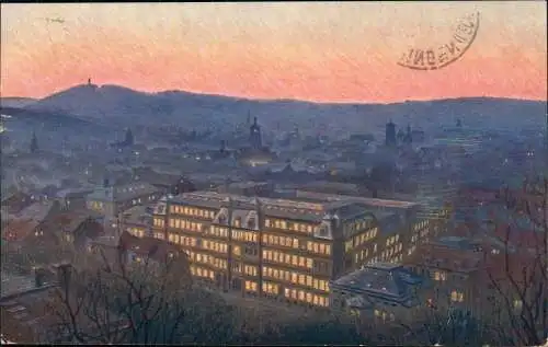Ansichtskarte Stuttgart Abendstimmung Dt. Versicherungsverein - Stadt 1924