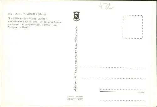 CPA Aigues-Mortes Luftaufnahme "La Ville du Roi SAINT LOUIS" 1980