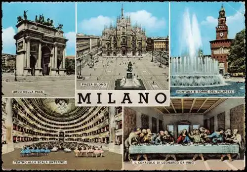 Mailand Milano Mehrbild-AK mit Sehenswürdigkeiten u. Ortsansichten 1959