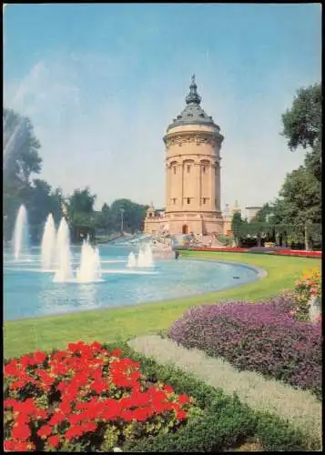 Ansichtskarte Mannheim Wasserturm, Wasserkunst, Wasserspiele 1969