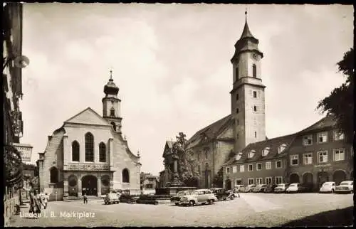 Ansichtskarte Lindau (Bodensee) Marktplatz, Autos 1963