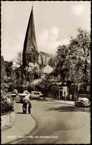 Ansichtskarte Soest Thomästrasse mit schiefem Turm 1965