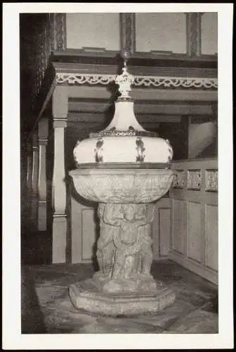 Ansichtskarte Seefeld (Holstein) Taufstein in der Kirche 1961