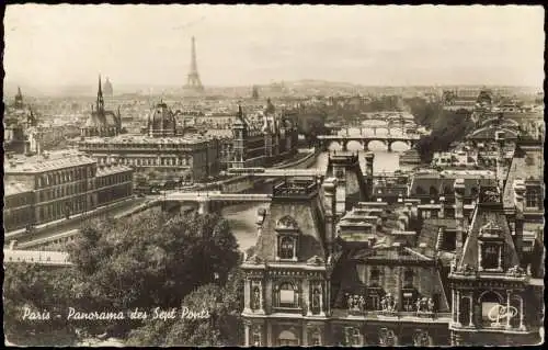 CPA Paris des Sent Ponts et Tour Eiffel 1958