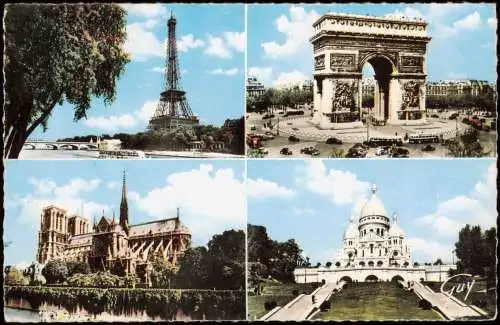 CPA Paris Eiffelturm, Notre Dame, Arc de Triomphe 4 Bild 1960