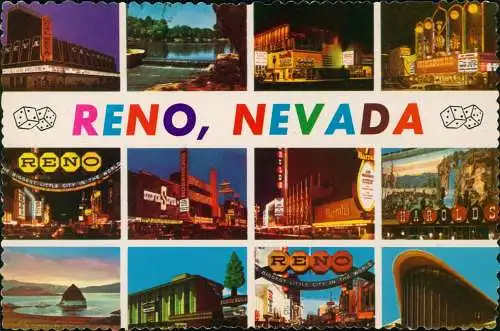 Postcard Reno Mehrbild-AK div. Ansichten, Hotels, Casinos uvm. 1970