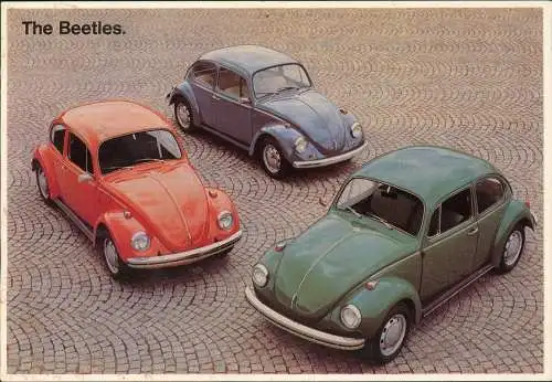 Ansichtskarte  VW Käfer Volkswagen, A FAMILY OF BEETLES 1980