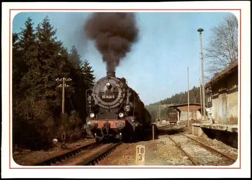 Ansichtskarte Lichte-Neuhaus am Rennweg Bahnhof - Dampflokomotive 1986