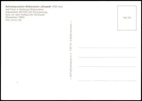 Jöhstadt (Erzgebirge) Schmalspurbahn Wolkenstein-Jöhstadt" 1998