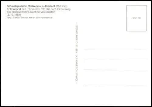 Ansichtskarte Jöhstadt (Erzgebirge) Schmalspurbahn Wolkenstein Bahnhof 1998