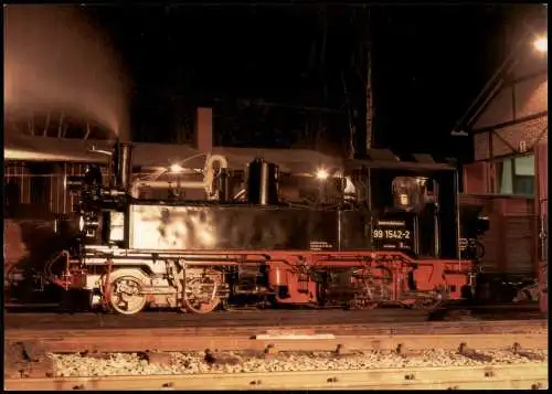 Ansichtskarte Jöhstadt (Erzgebirge) im Lokbahnhof Jöhstadt bei Nacht 1995