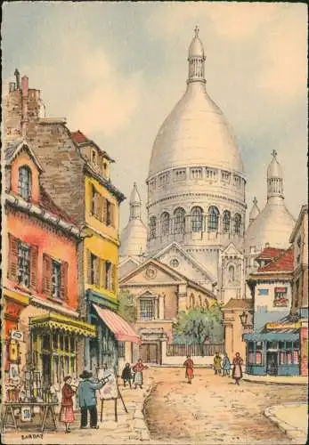 CPA Paray-le-Monial Basilika Sacré-Cœur Künstlerkarte 1965