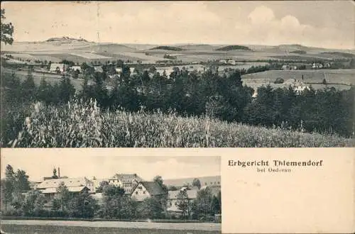 Ansichtskarte Thiemendorf-Oederan 2 Bild Stadt Erzgebirge 1924