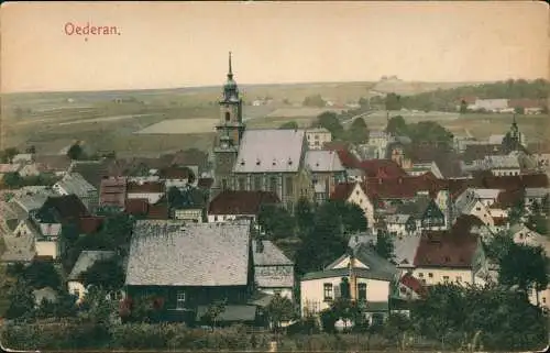 Ansichtskarte Oederan Panorama-Ansicht, Ortsansicht 1920 coloriert