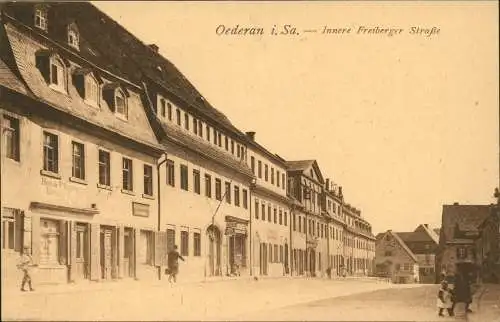 Oederan Innere Freiberger Straße mit Hut-Geschäft Bruno Krahl 1910
