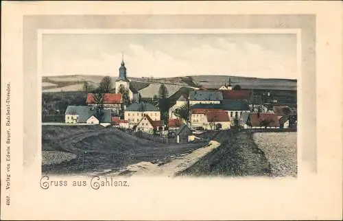 Ansichtskarte Gahlenz-Oederan Stadtpartie colorierte AK 1912 Passepartout