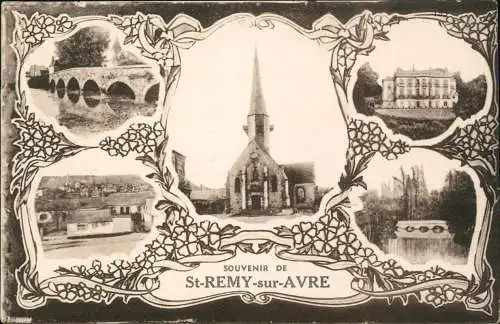 CPA Saint-Rémy-sur-Avre Stadtteilansichten Blumenornament 1912