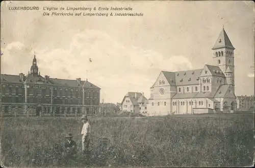 Luxemburg L'église de Limpertsberg & Ecole Industrielle 1916  gel. Feldpost