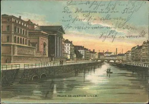 CPA Lille Palais de Justice - Künstlerkarte 1915  gel. Feldpost