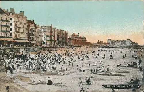 Postkaart Ostende Oostende Vue sur la Plage - Strand 1915