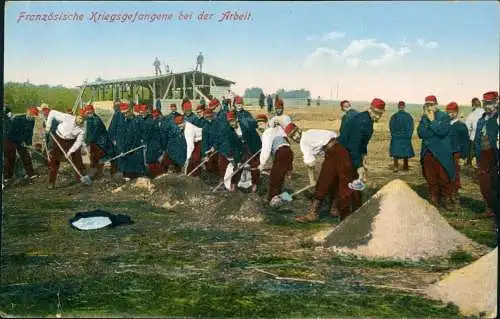 Militär 1.WK (Erster Weltkrieg) Kriegsgefangene Franzosen 1915  gel. Feldpost
