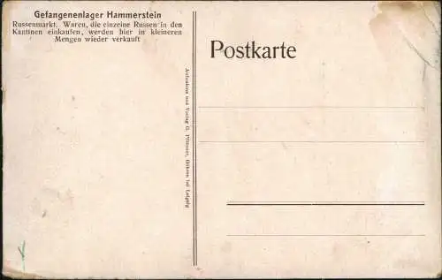 Postcard Hammerstein Czarne Gefangenenlager Russenmarkt Pommern 1915