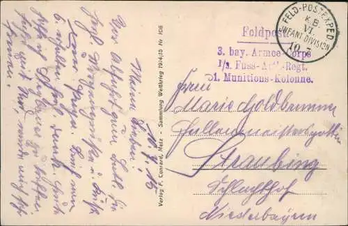 CPA Hattonville Gefangene Franzosen auf dem Ludwigsplatz WK1 1915  gel. Feldpost