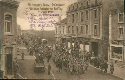 CPA Verdun Abtransport franz. Gefangener WK1 Fort Vaux 1916  gel. Feldpost