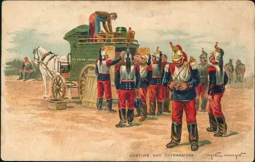 .Frankreich Patriotika France Cantine des Cuirassiers Künstler AK 1909