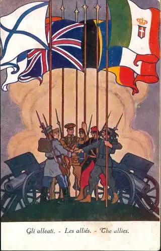 .Italien Italia Gli alleati. Les alliés. Patriotika Italia Militär Flaggen 1913