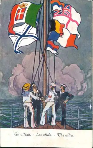 .Italien Italia Gli alleati. Les alliés. Patriotika Italia Militär Marine 1913