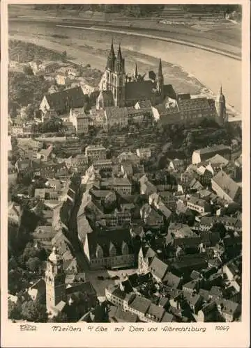 Ansichtskarte Meißen Luftbild Dom Straße 1963 Walter Hahn:10069