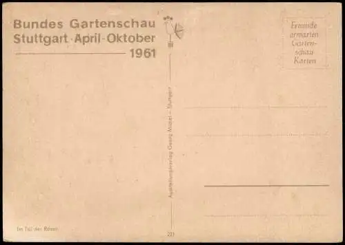 Ansichtskarte Stuttgart BuGa Bundes Gartenschau Im Tal der Rosen 1961