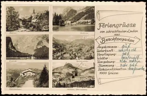 Ansichtskarte Berchtesgaden Feriengrüsse Ramsau Hintersee MB 1953