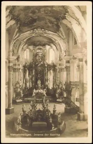 Bad Staffelstein Vierzehnheiligen. Inneres der Basilika - Fotokarte 1940